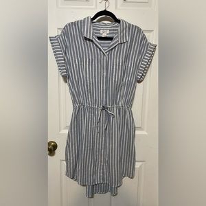 Japna blue and white striped button down dress NWOT